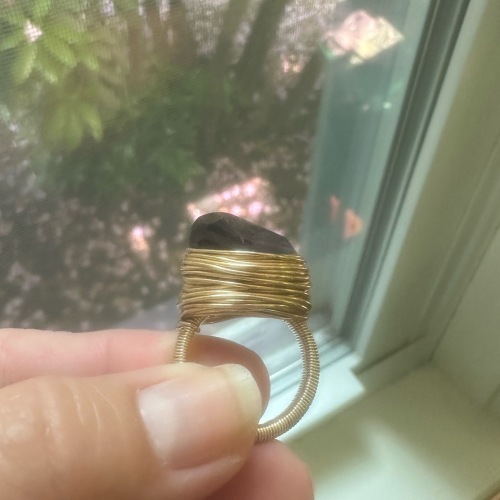 Modern gold tone cocktail ring